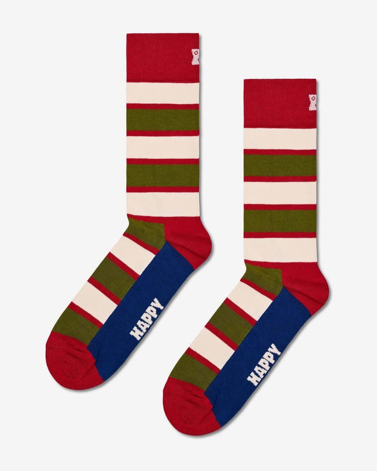 Calcetines Happy Socks Stripe rojo blanco crema verde - #1