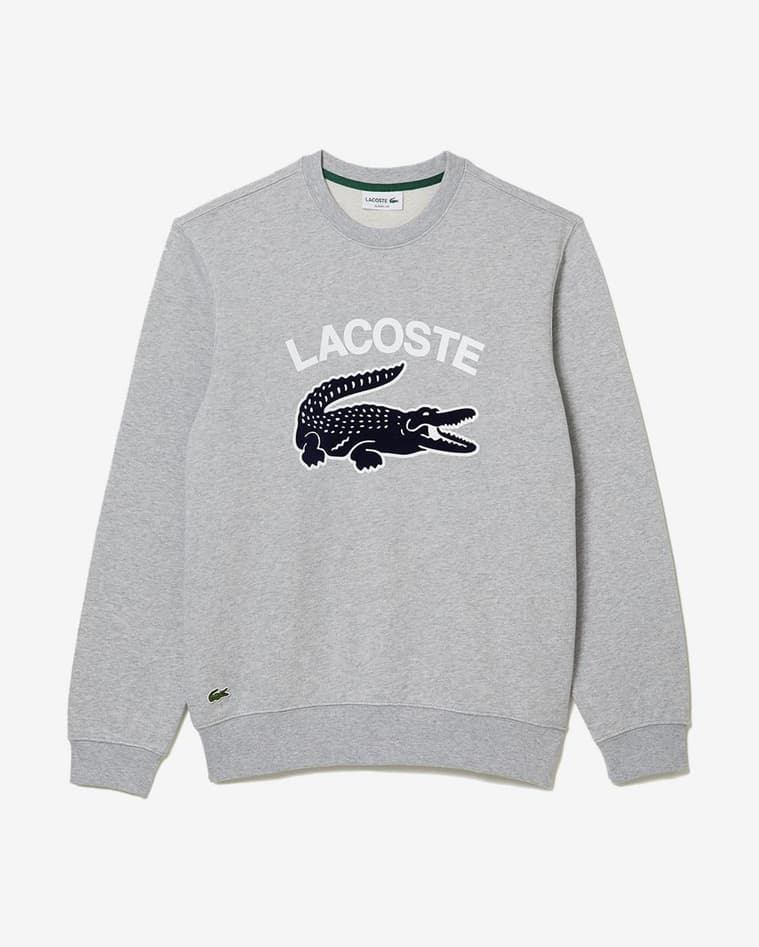Sudadera con capucha Lacoste Graphic Crocodile gris claro - #1