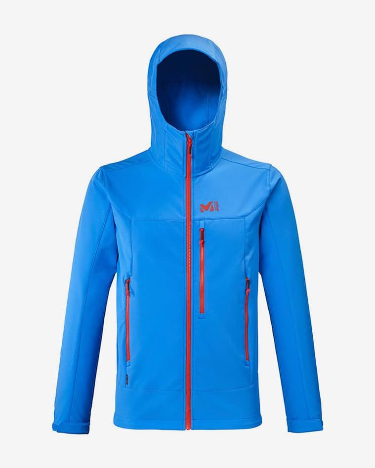 Chaqueta con capucha Millet Track Softshell azul claro rojo - #1