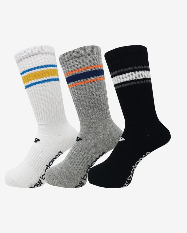 Calcetines New Balance Essentials Crew Line blanco gris negro (3 pares) - #1