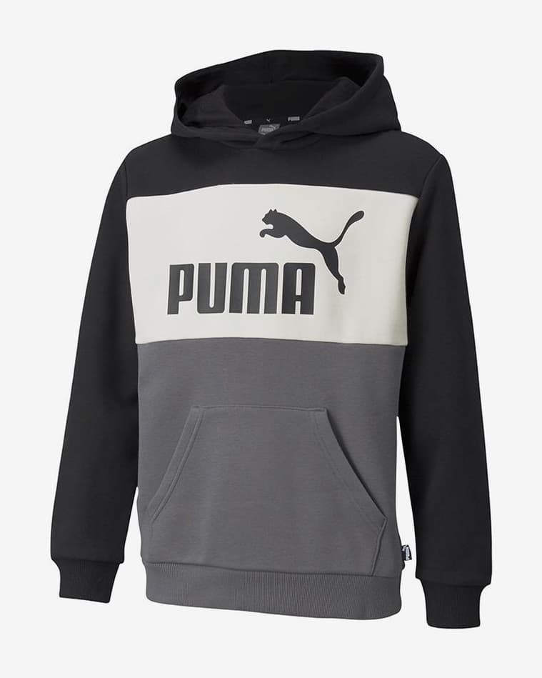 Sudadera con capucha Puma Essentials+ Colorblock negro gris blanco infantil - #1
