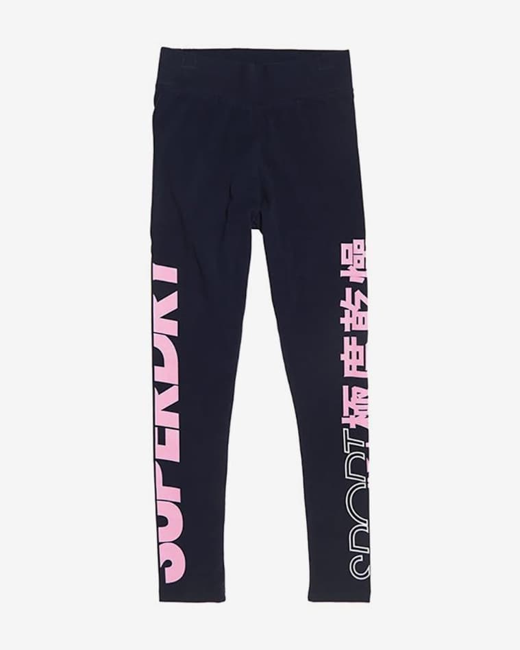Malla larga Superdry Box Logo Sprint azul oscuro rosa mujer - #1