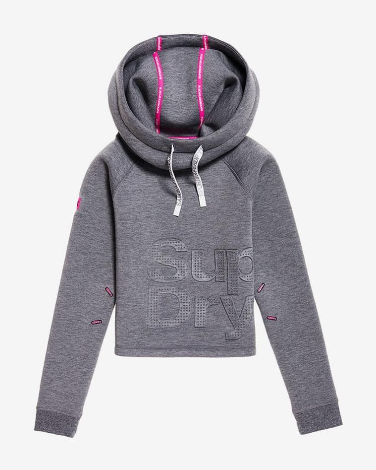 Sudadera Superdry Combat Scuba Crop Hood gris rosa mujer - #1