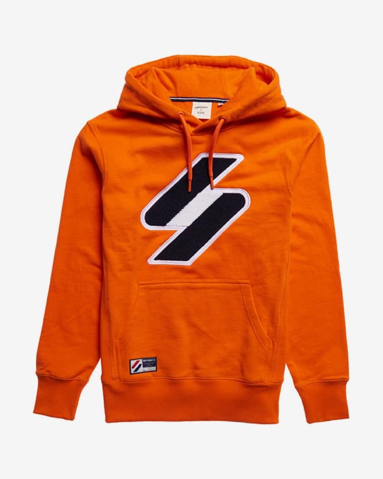 Sudadera con capucha Superdry Code Logo naranja azul marino - #1