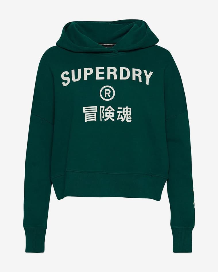Sudadera con capucha Superdry Code Core Sport Box verde blanco mujer - #1