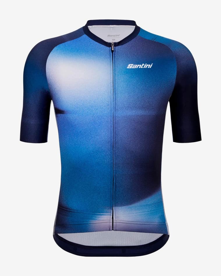 Santini Ombra ECO Micro Polartec cykeltrøje med korte ærmer i marineblå - Slim fit - #1