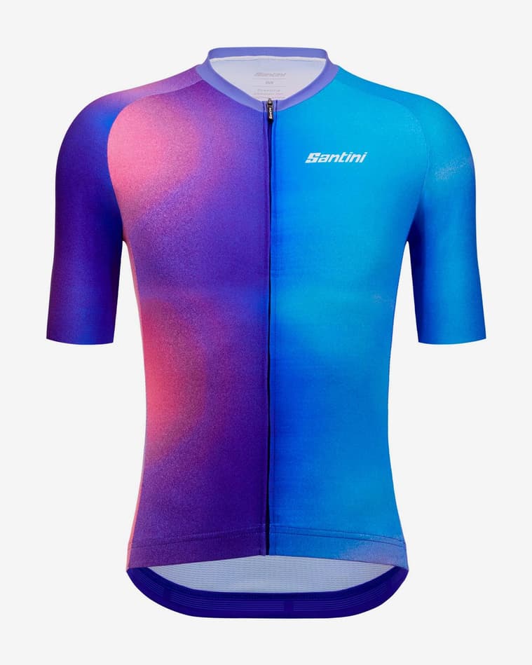 Santini Ombra ECO Micro Polartec cykeltrøje kortærmet turkis lilla - Slim Fit - #1