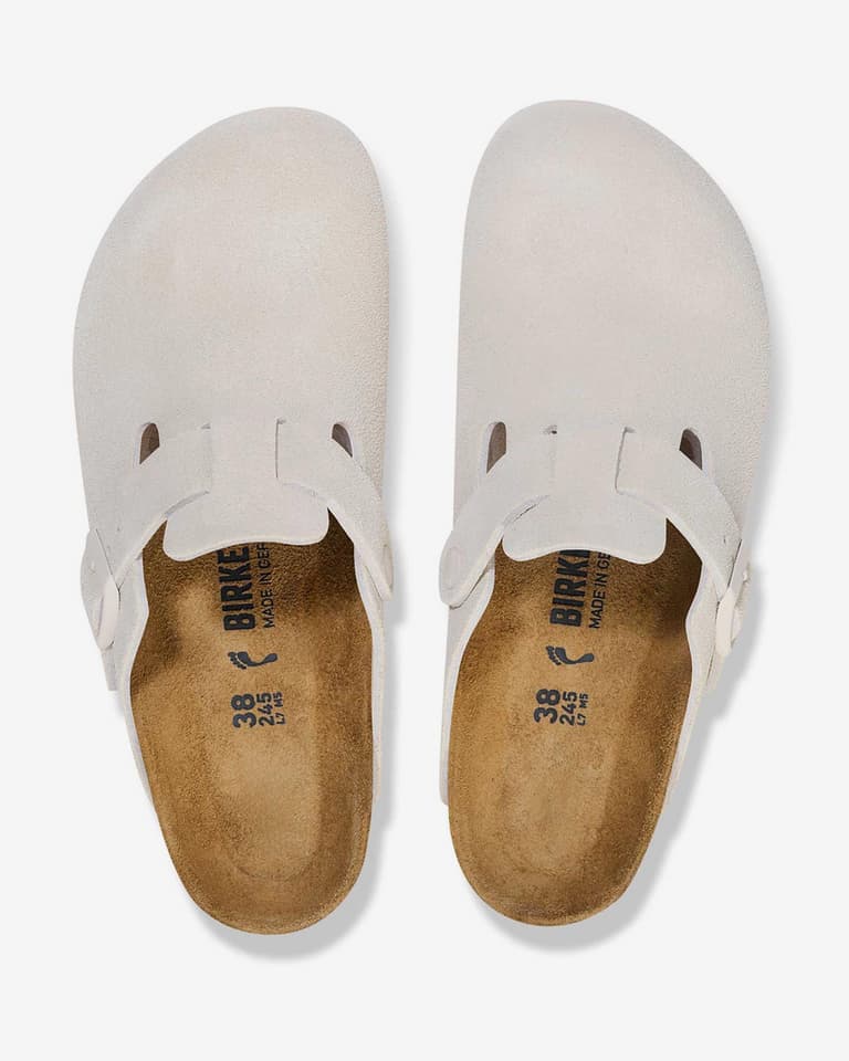 靴 BIRKENSTOCK BOSTON 38 narrow Birkenstock Boston Braided Suede Leather - Taupe Narrow