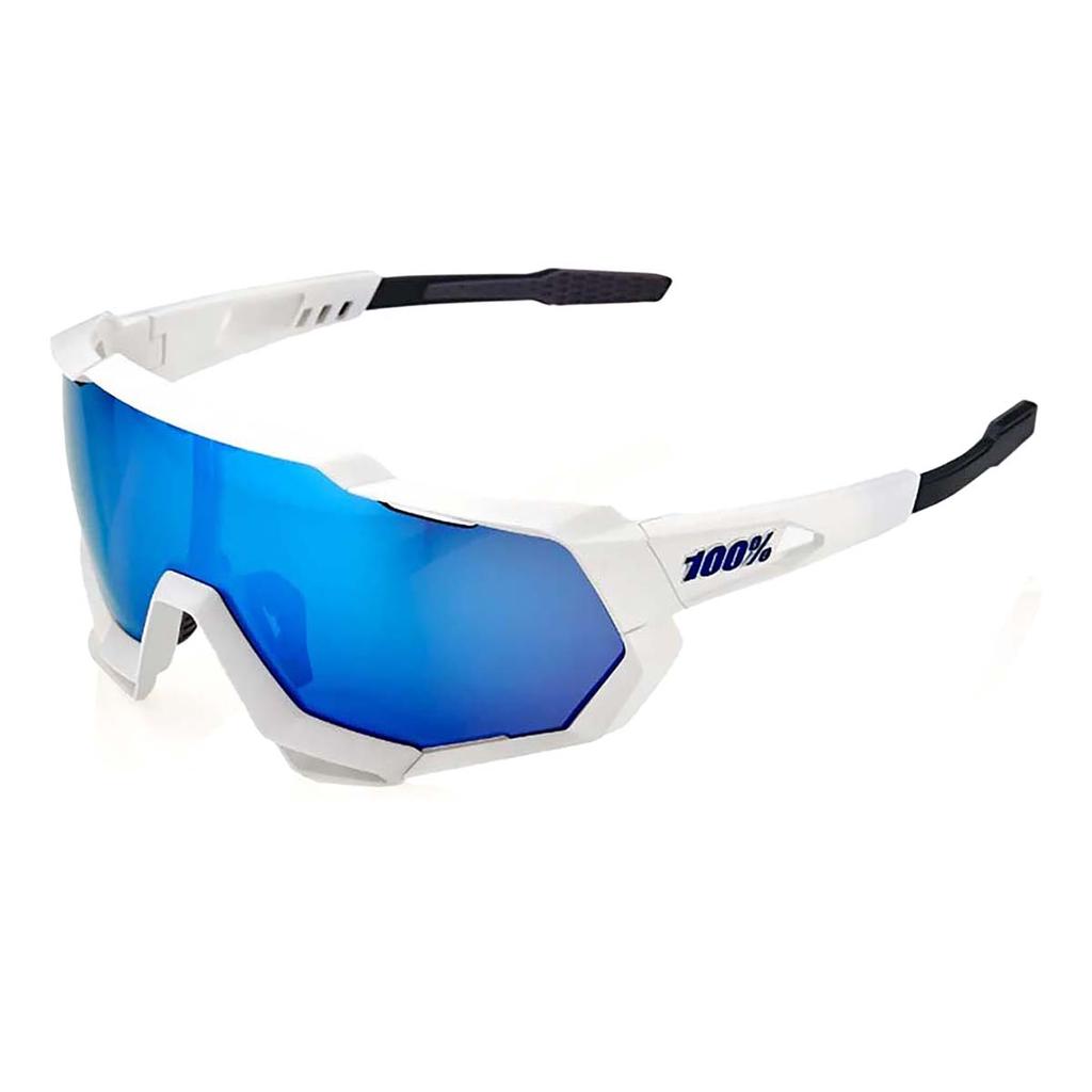 Gafas 100% Speedtrap negro mate lente espejada HiPER azul