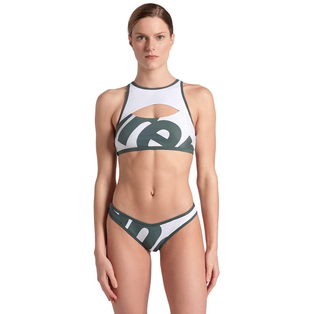 Bikini Arena Logo Brasserie blanco verde grisáceo mujer - L