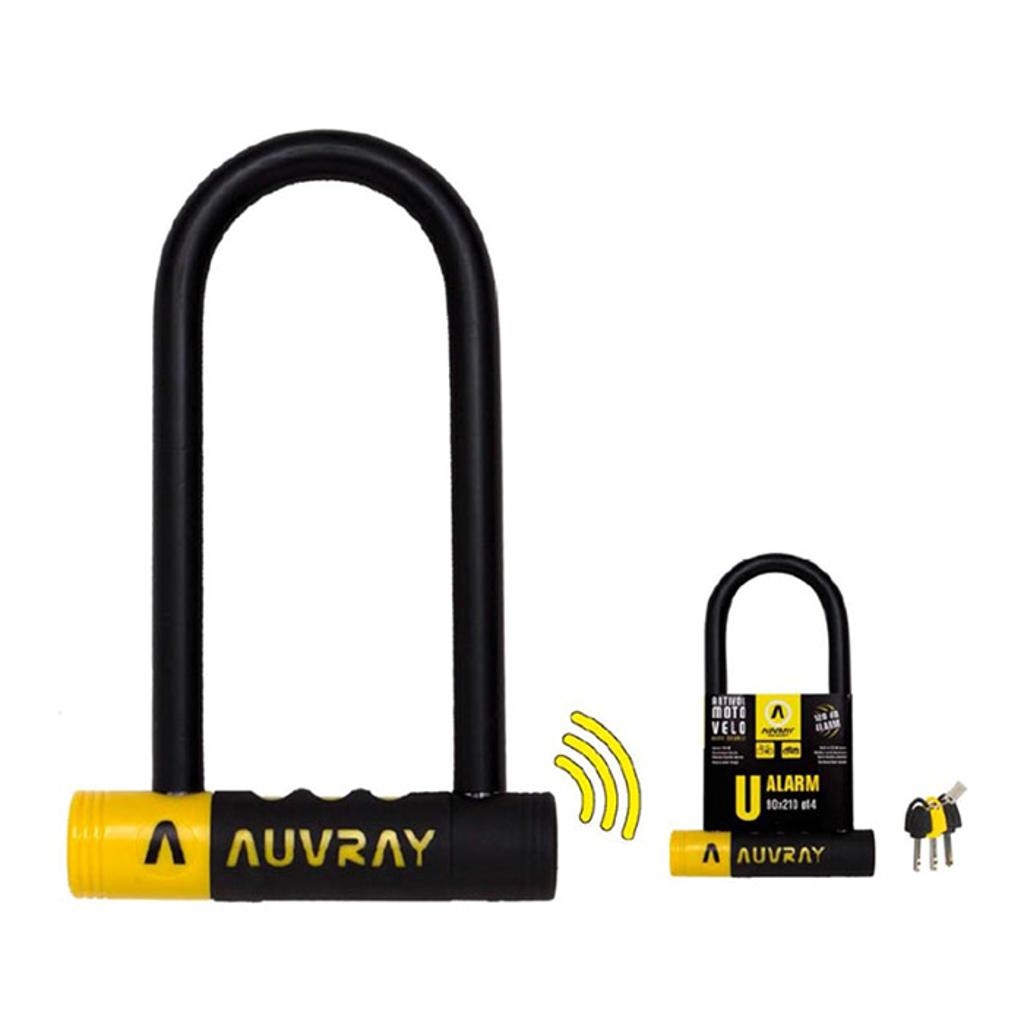 Candado Auvray U con alarma 128x245 negro amarillo