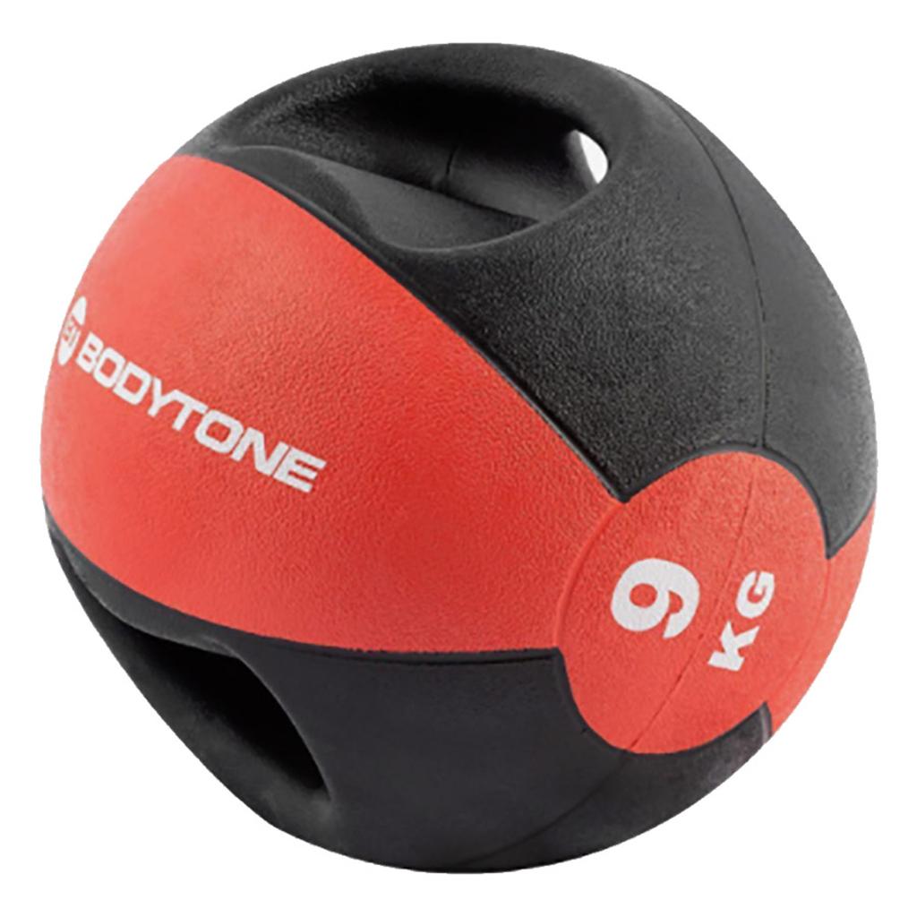 Balón medicinal con agarre Bodytone de 9 kg rojo negro