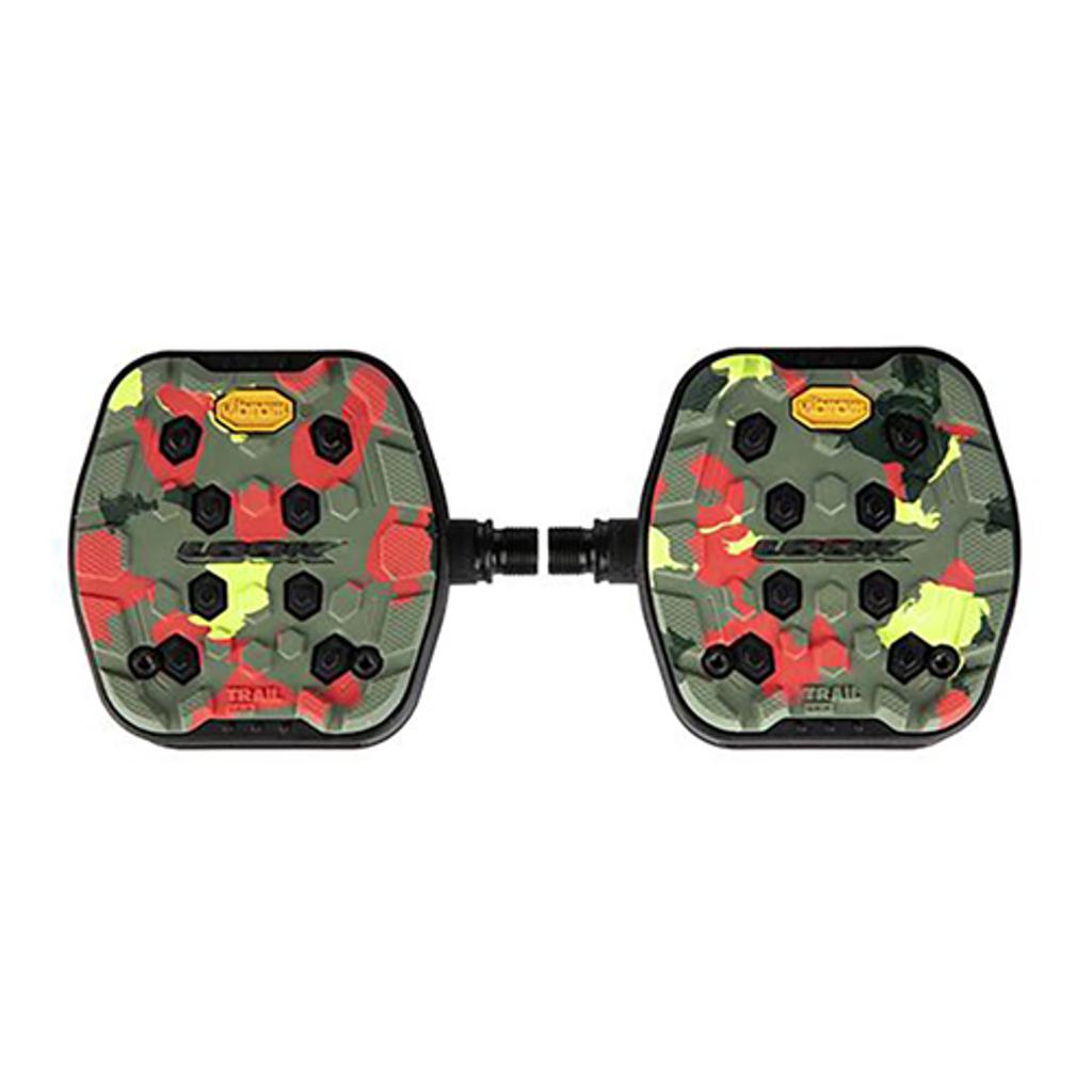 Pedales Look Trail Grip verde rojo camuflaje