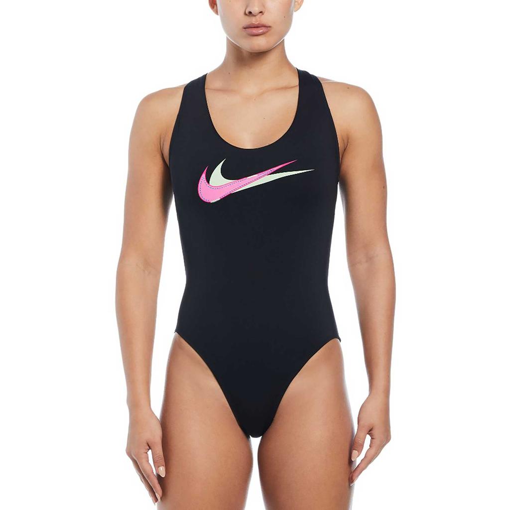 Bañador Nike Swim Multi Logo negro puro rosa mujer - L